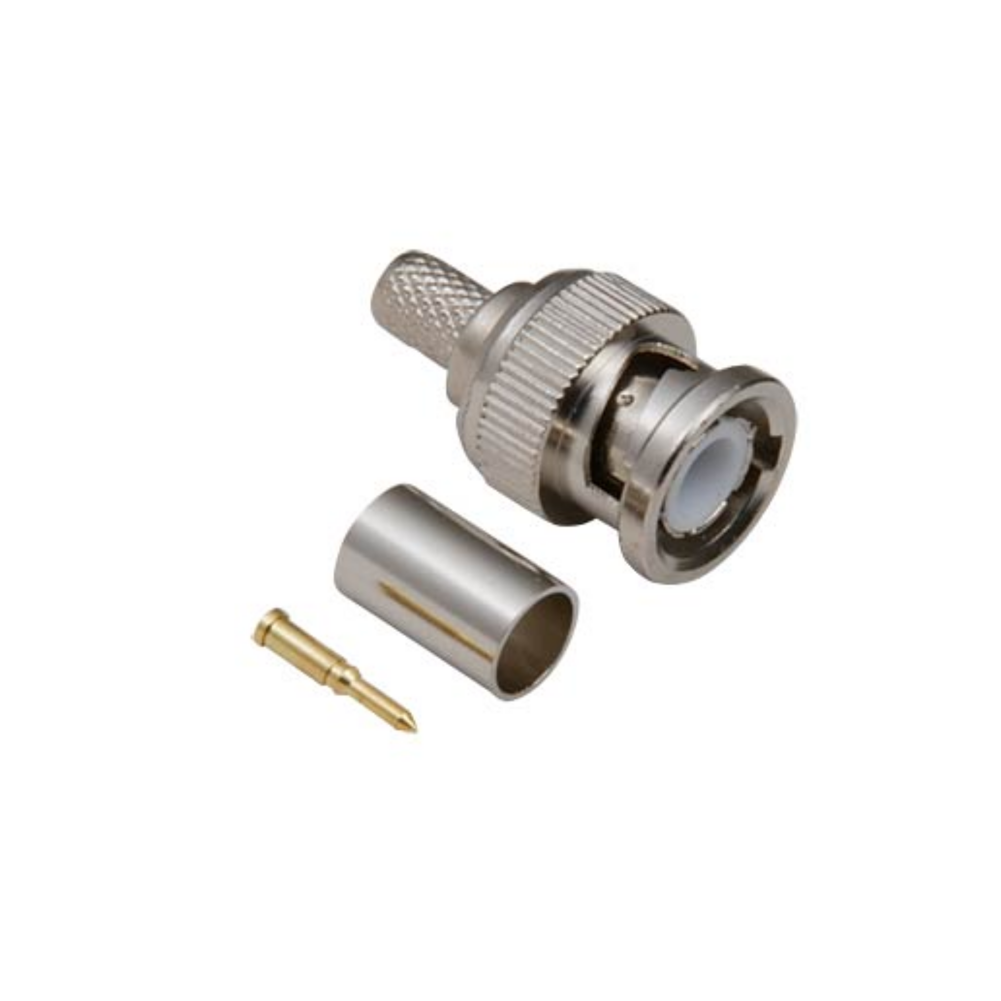 BNC Crimp-Stecker für RG59 Koaxialkabel mit vergoldetem Mittelkontakt für Videoüberwachung