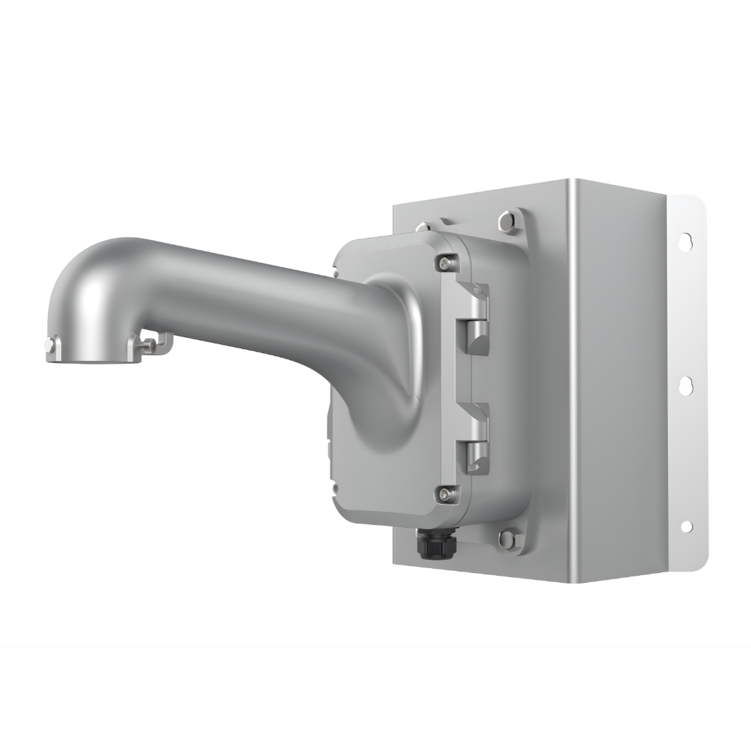 Grundig Corner mount with junction box for PTZ domes, silver-gray GD-BR-AMC04S on a white background