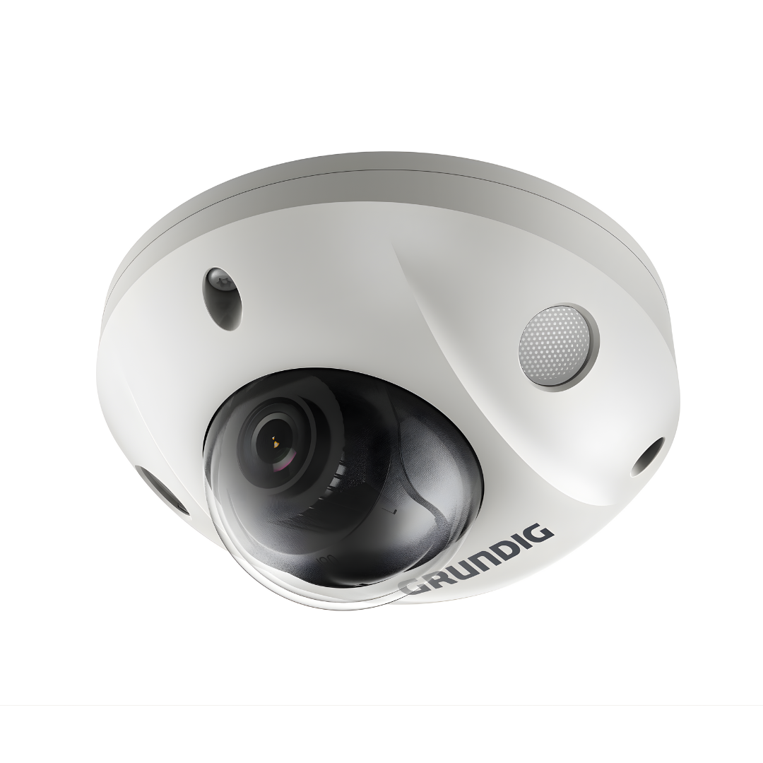 GD-CI-DP4617W – Produktfoto einer 4 MP Mini Fixdome IP-Kamera (4 mm, ICR, IR-LED, WDR) vor weißem Hintergrund.