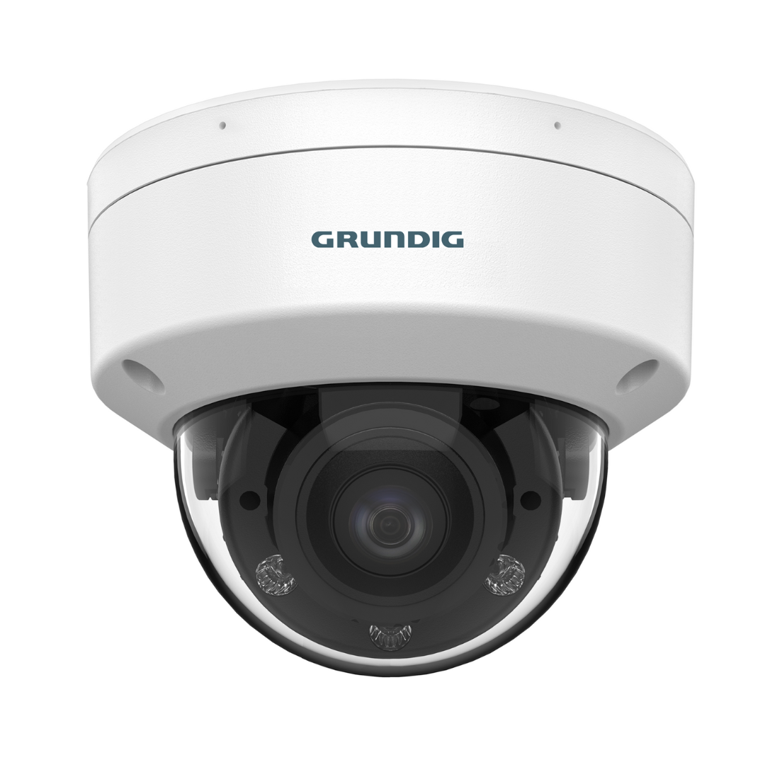 GD-CT-DP2837V – Produktfoto einer 2 MP Fixdome HD-TVI Kamera mit Varioobjektiv, IR-LEDs und WDR, sachlich vor weißem Hintergrund dargestellt.