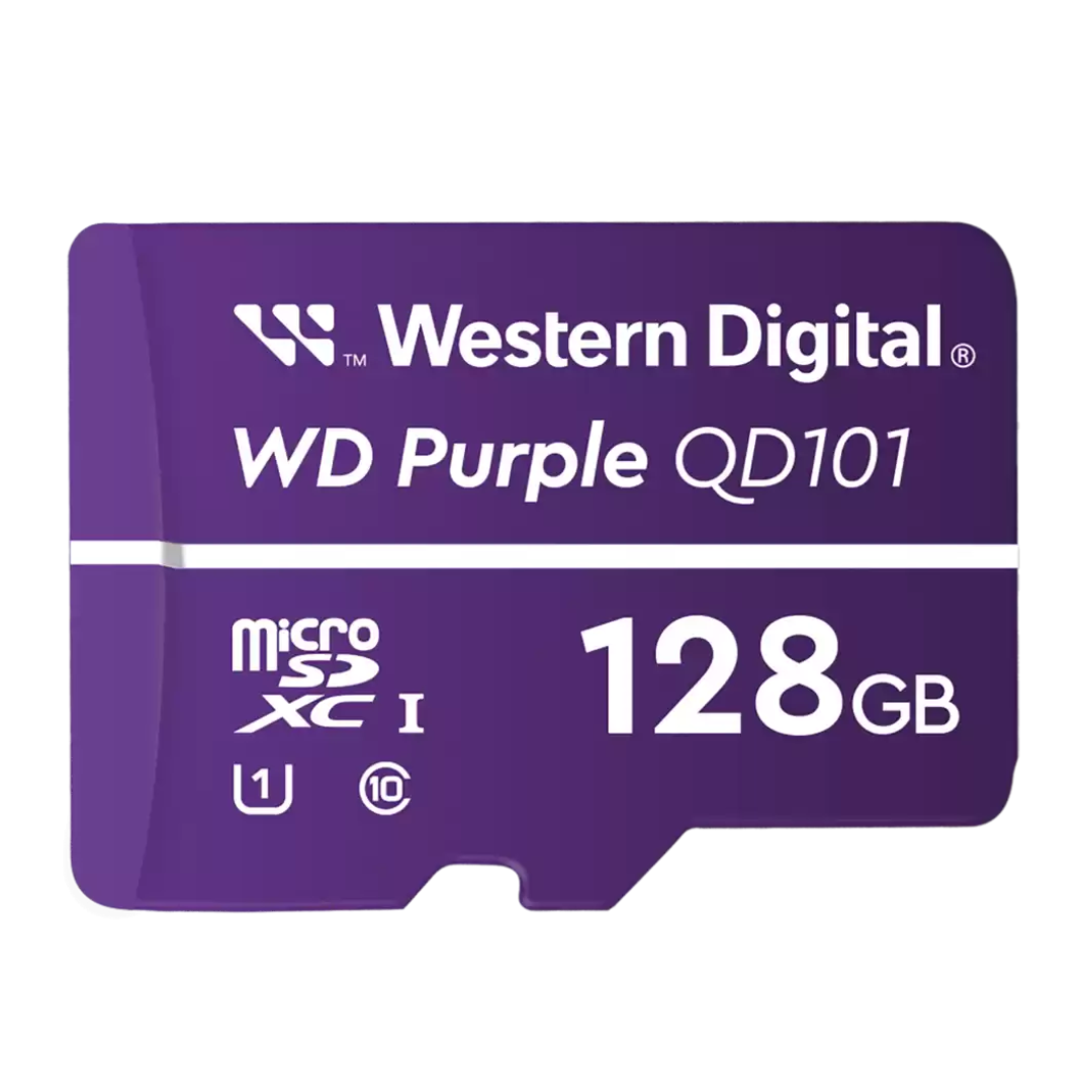 Grundig 128 GB Western Digital Purple microSD Card GD-HW-SD-128GB on a white background.