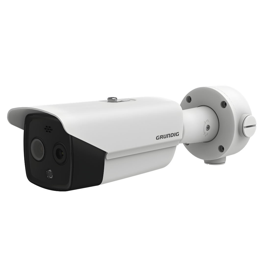 GD-TI-AP4503T – Produktfoto einer Wärmebild- und optischen IP-Kamera mit 256×192 Sensor und 3,6-mm-Objektiv vor weißem Hintergrund