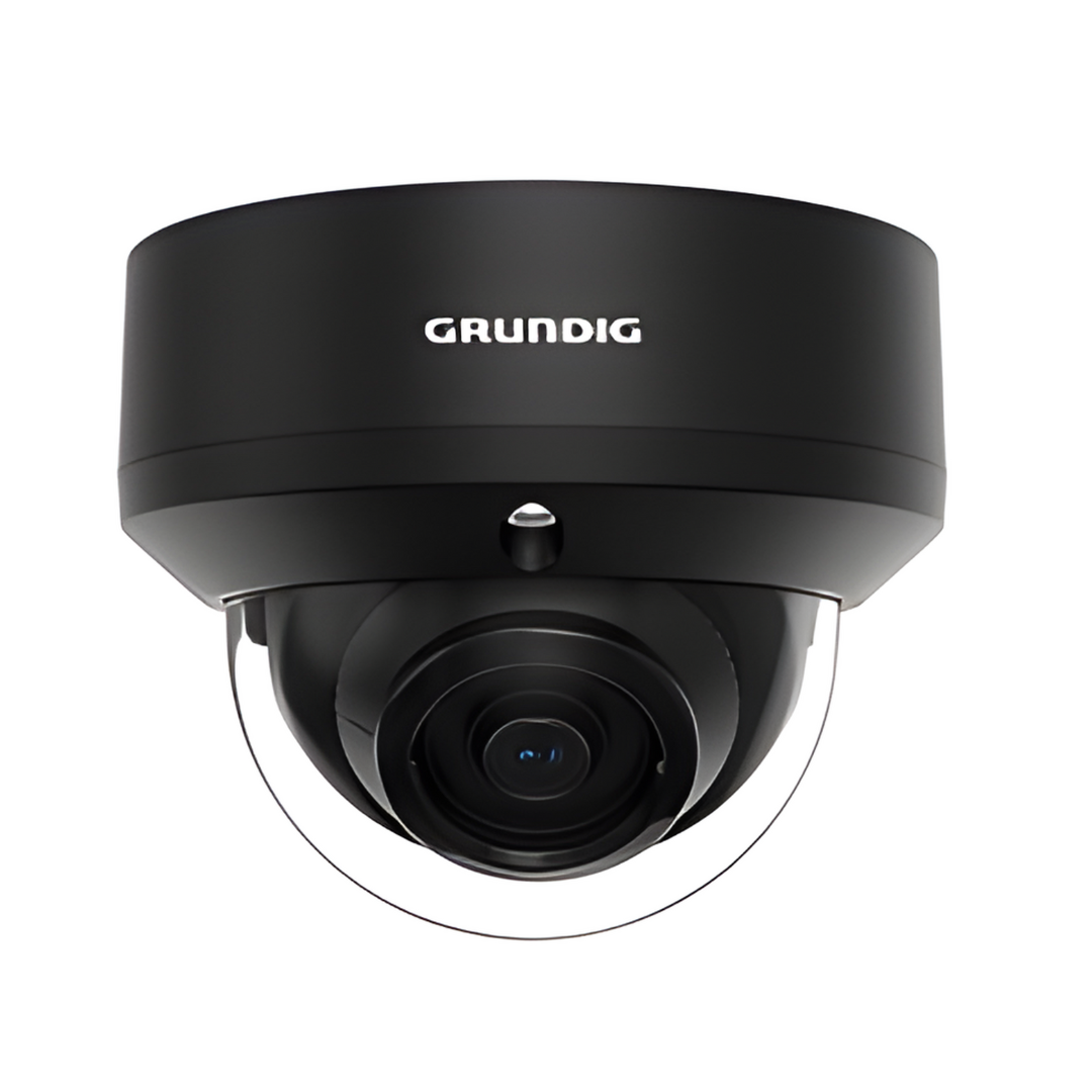 GU-CI-AC5617VB – Produktfoto einer 5 MP Fixdome IP-Kamera (2,8 mm Objektiv, ICR, IR-LED, WDR, schwarz) vor weißem Hintergrund.