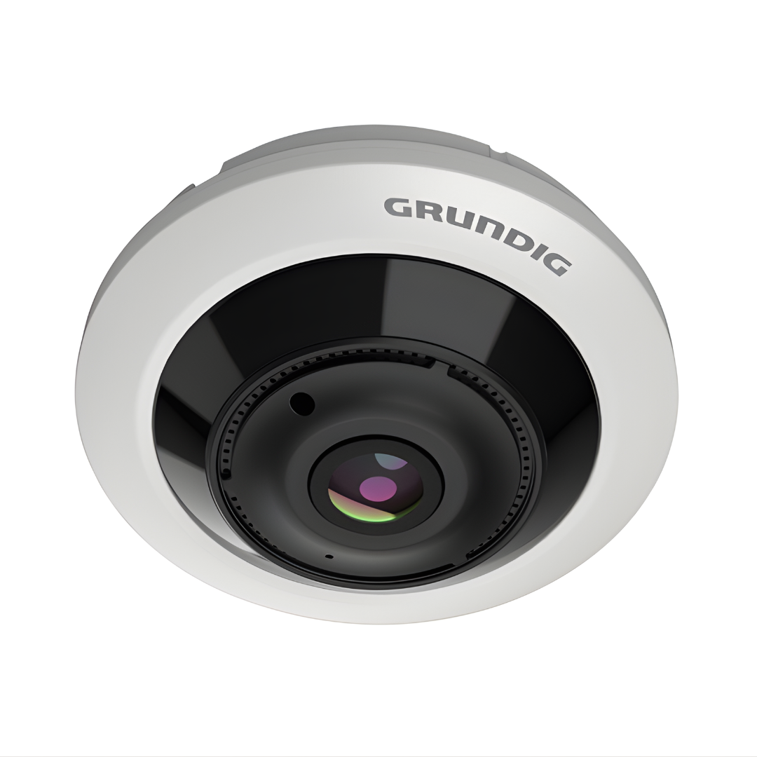 GU-CI-AP12616F – Produktfoto einer 12 MP Fisheye IP-Kamera (1,6 mm Objektiv, ICR, IR-LED, dWDR) vor weißem Hintergrund