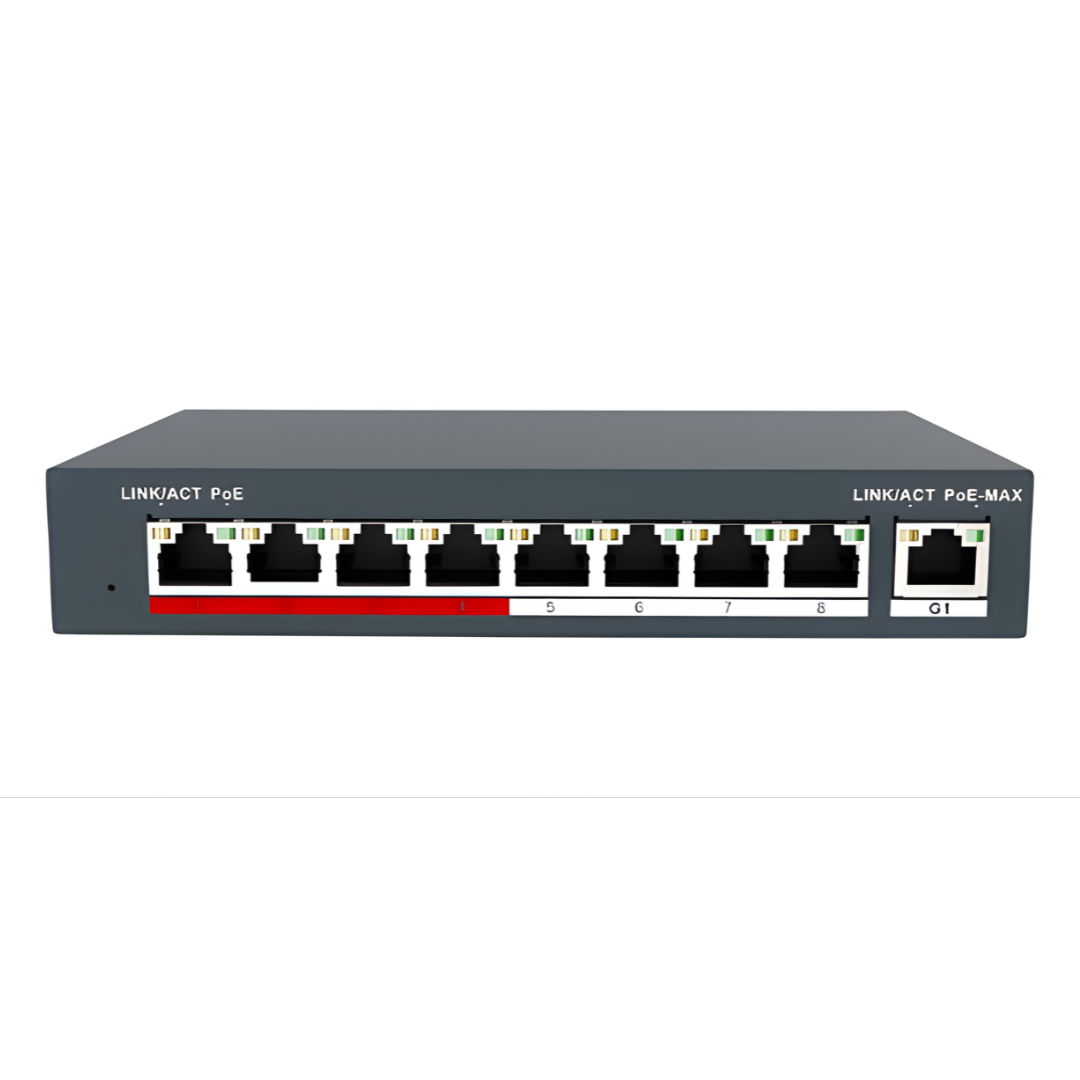 Grundig 8-Port Smart Managed PoE Switch GU-HW-ACSW08D on a white background.